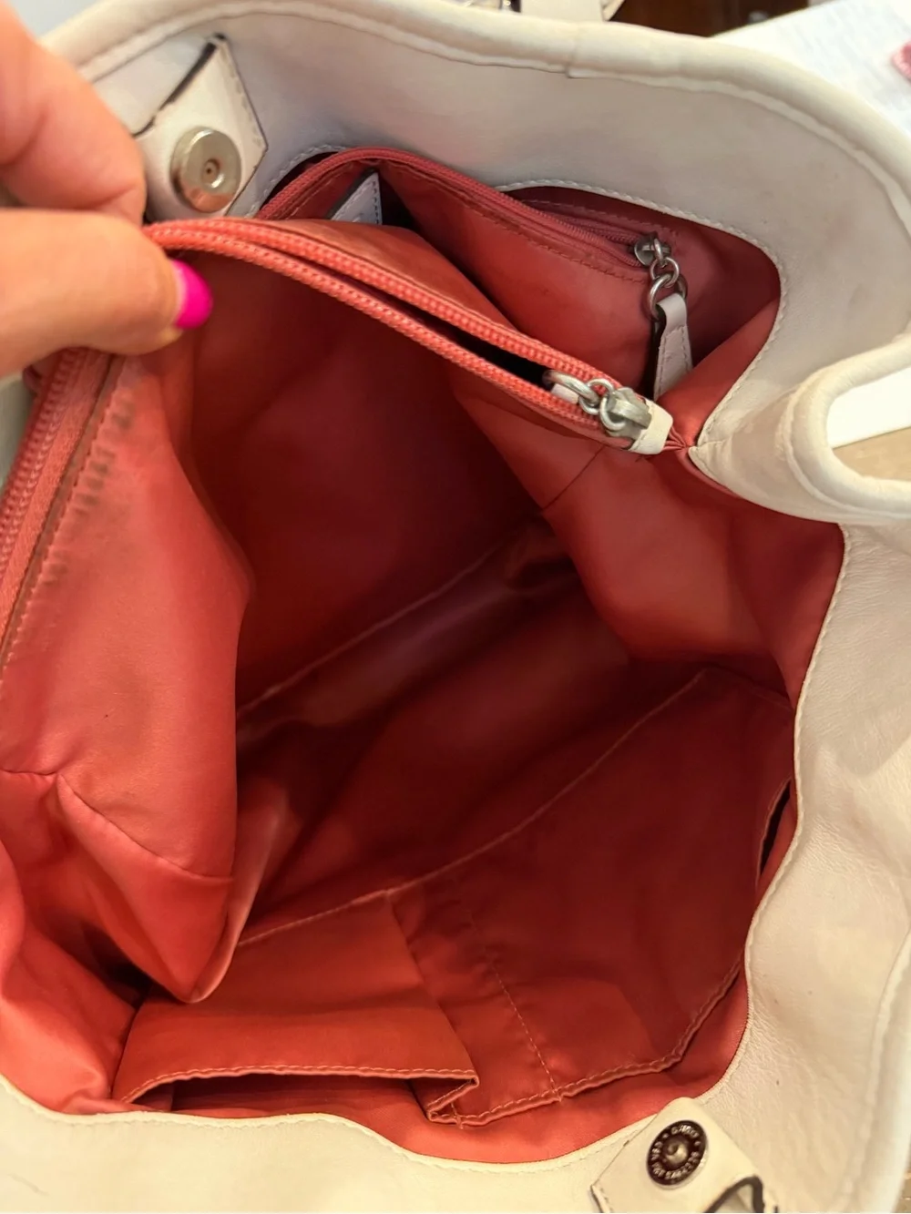 Coach Poppy Pushlock Tote with Front Flap Pocket.